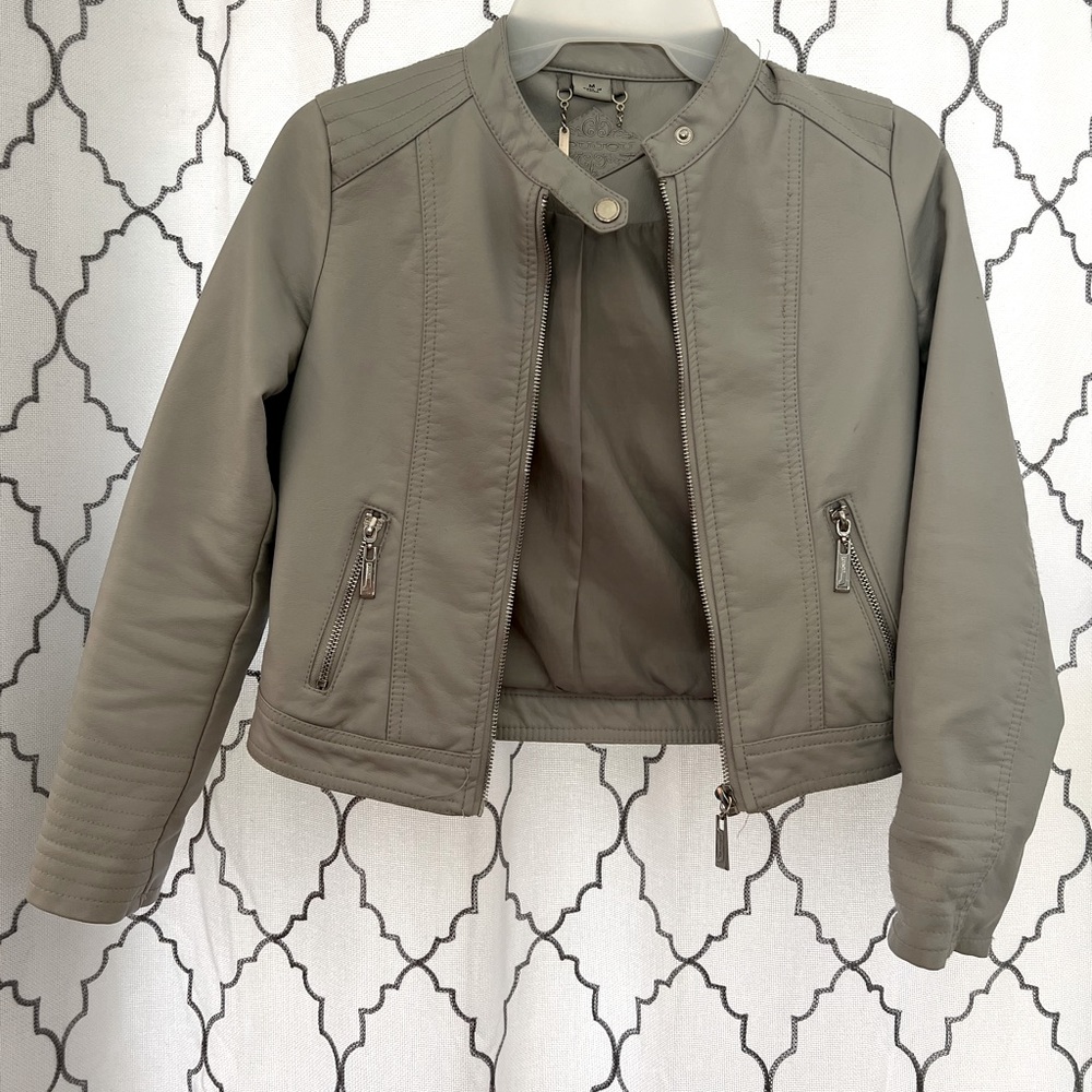 Jou Jou Cropped Faux Leather Jacket